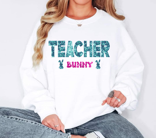 TEACHER BUNNY FAUX GLITTER