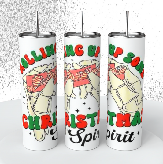 Roll up Christmas Spirit 20 oz Ready to Press Tumbler Print Only